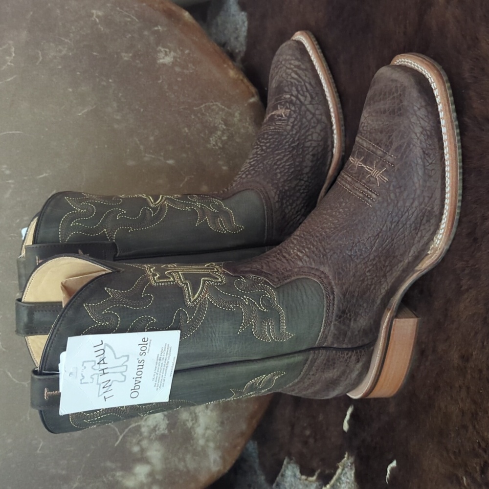 TIN HAUL men's "Take No Bull" square toe cowboy boot sz 8.5D 🔥new in box🔥 - Picture 9 of 16